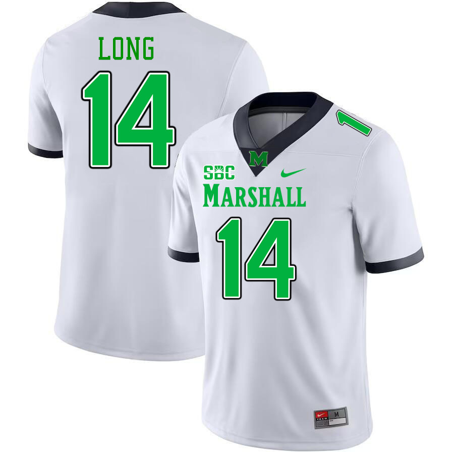 Men #14 JacQai Long Marshall Thundering Herd SBC Conference College Football Jerseys Stitched-White